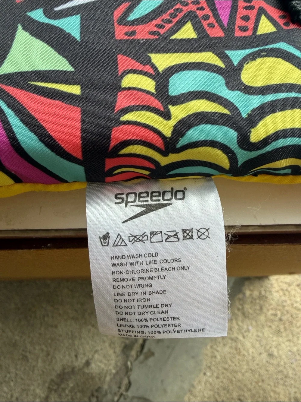 Speedo Bright Multicolor Geometric Swim Float with Yellow Edge